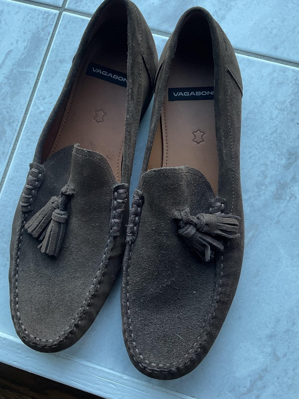 Vagabond Brown Suede Tassel Loafers